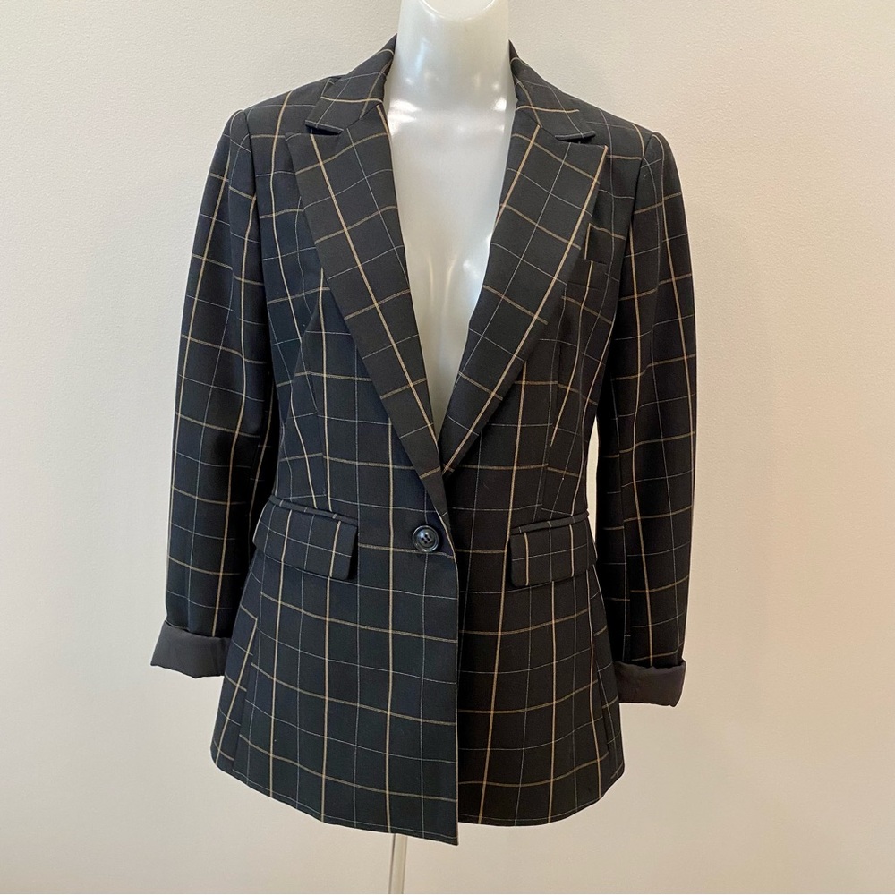 OVS NWOT Black and Tan Windowpane plaid size EU 36 US small